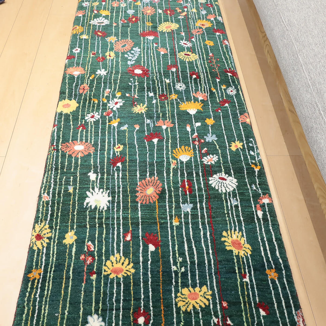 ギャッベ（ギャベ）ルリバフ　206×74cm（HR-13113）