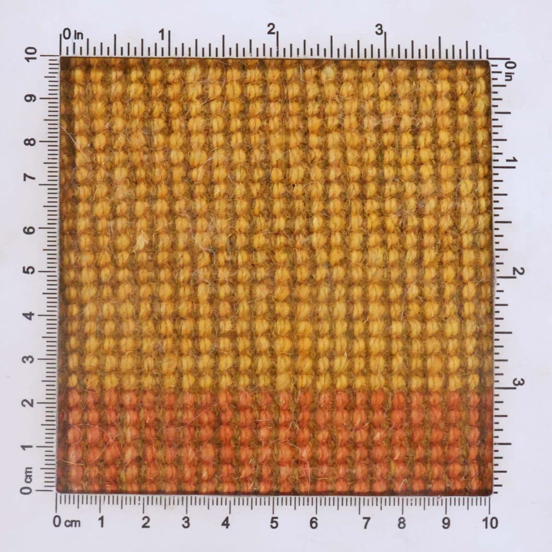 ギャッベ（ギャベ）カシュクリ黄色と茶色が美しい手織りラグ 144×49cm（HR-70248）