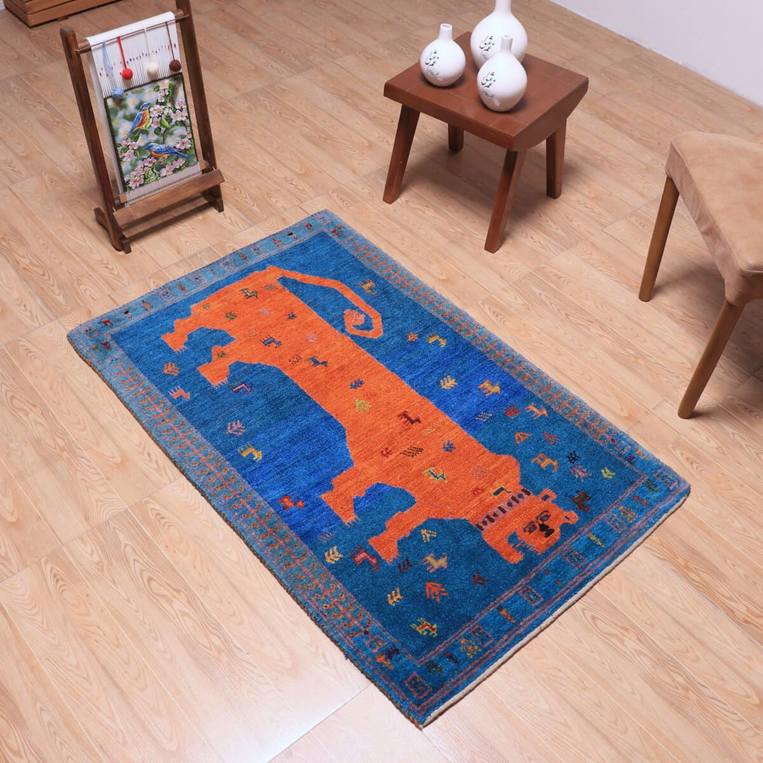 ギャッベ（ギャベ）ルリバフ　123×80cm（HS-70113）