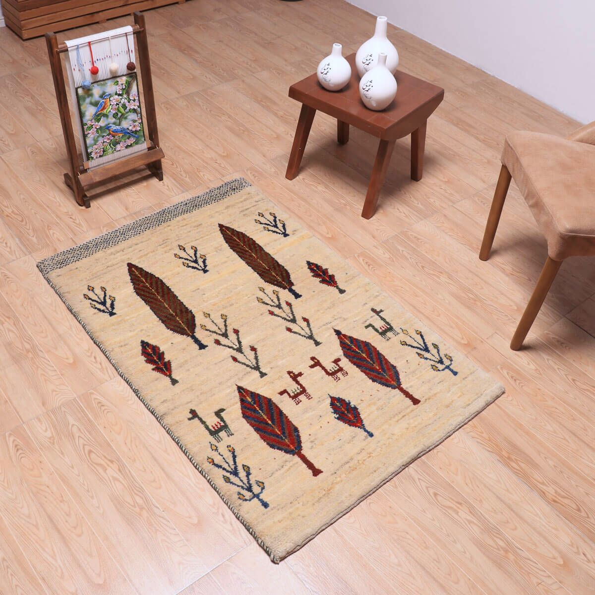 手織りギャッベ ペルシャラグ 84cm カシュクリ イラン シラーズ産