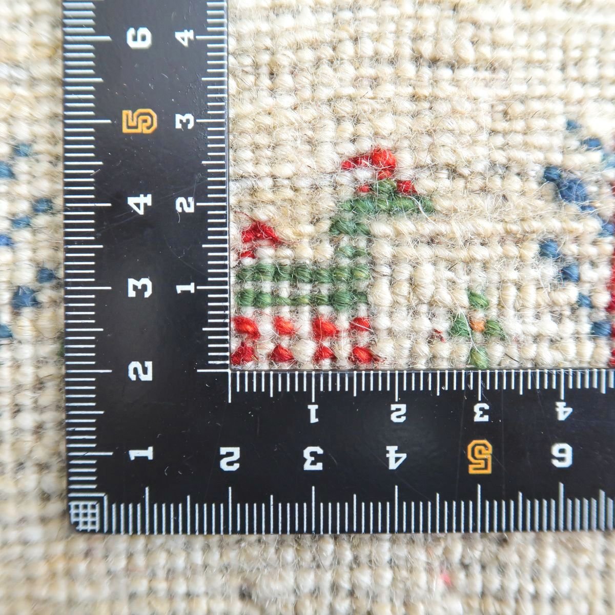 手織りギャッベ（カシュクリ）ラグ,87×63cm｜高品質ウール,ナチュラル