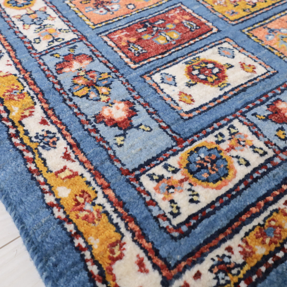 手織りギャッベ,ラグ,玄関マット,88×61cm｜高級ルリバフ,プレミアム