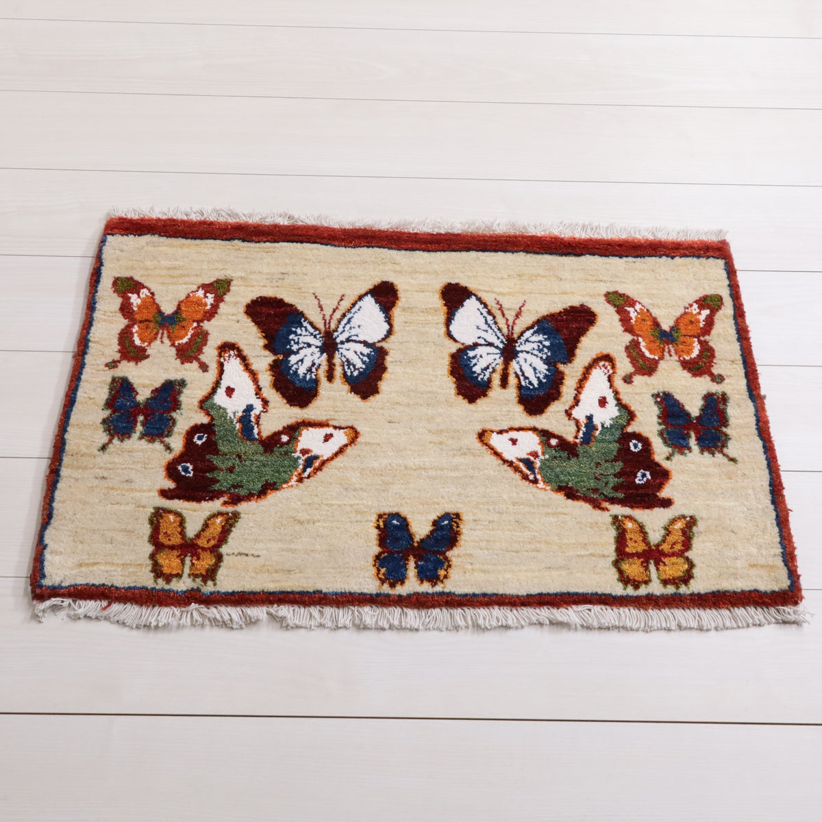 新品　イラン　ギャッベ　ウール　ペルシャ絨毯　ルリバフ ギャッベ (ルリバフ) 92×58cm（HSS-77761） – ギャッベ
