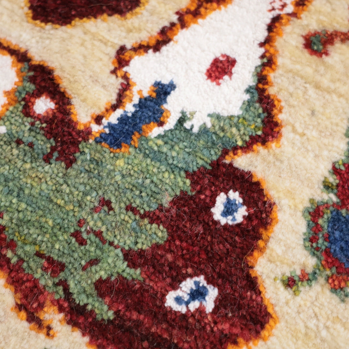 ギャッベ絨毯,ルリバフ,54×90cm｜手織りウールラグ,アイボリー