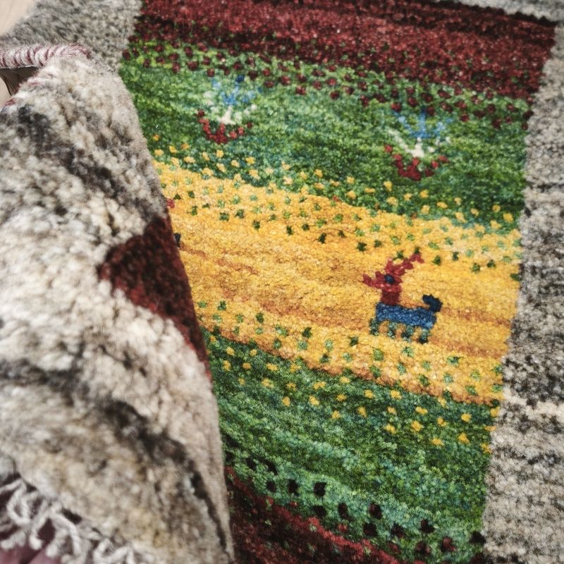 ギャッベ（ギャベ）ラティーフ　60×41cm（HSS-12976）