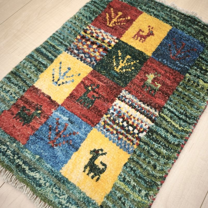 玄関マットギャッベ通販｜60×40cm手織りラグ｜ タグ：「玄関60ギャッベ
