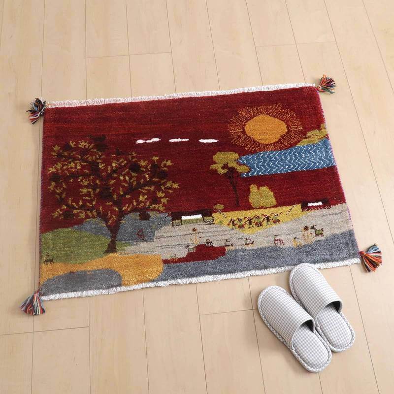 120×87cm　ギャッベ　ペルシャ絨毯　イラン　シーラズ産　手織り 124×83cm ギャッベ ペルシャ絨毯 手織り イラン シーラズ産 【公式通販】