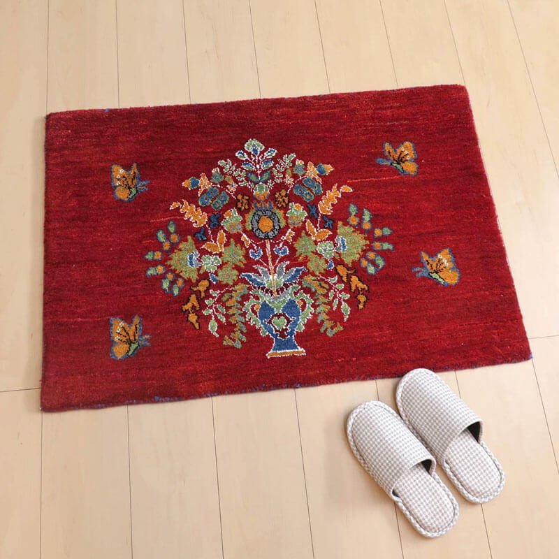 【セミオーダー受付中】  サイズ変更OK　カラー変更OK イラン　シラーズ産　ギャッベ 　（hss-91166）