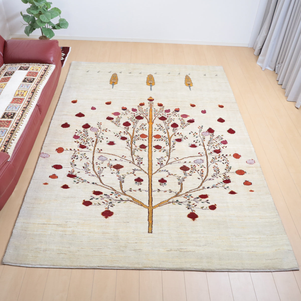 ギャッベ,ルリバフ,295×204cm｜高級ペルシャ手織りラグ,アイボリー