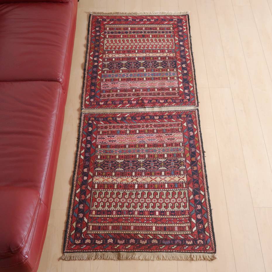ペルシャ絨毯 ラグ レッド 赤 キリム 146cm×75cm ペルシャ絨毯 ラグ レッド 赤 キリム 146cm×75cm ペルシャ絨毯