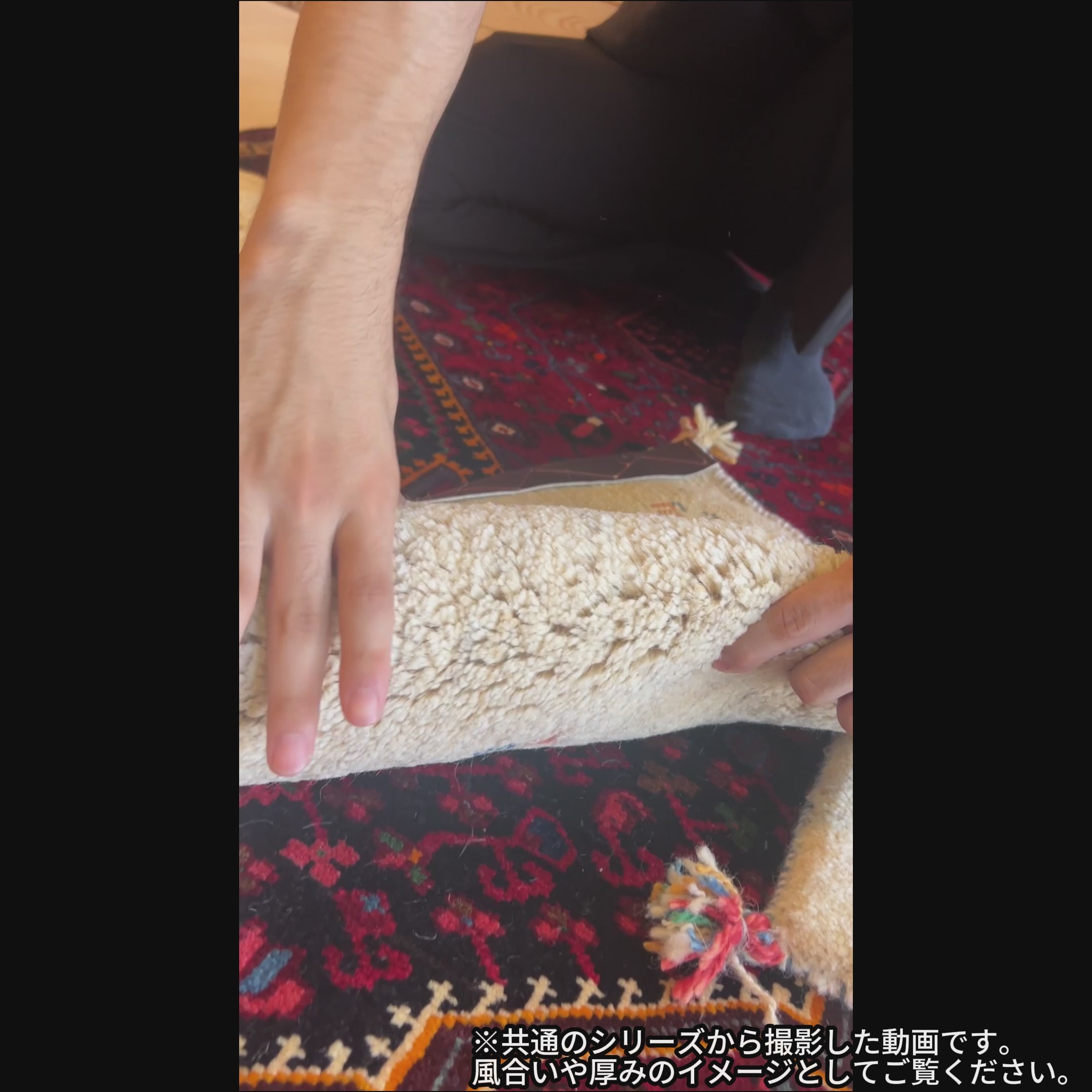 40×40cm ペルシャ絨毯 手織りギャッベアマレ族ギャッベ ギャベ 60×40cm 