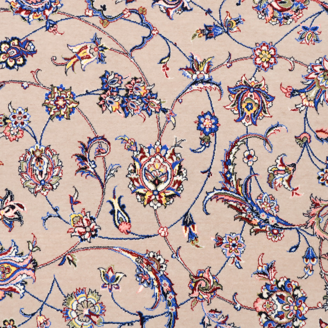 イラン製 ペルシャデザイン カーペット｜花唐草文様 ベージュ 機械織り 高密度（S-13275）
