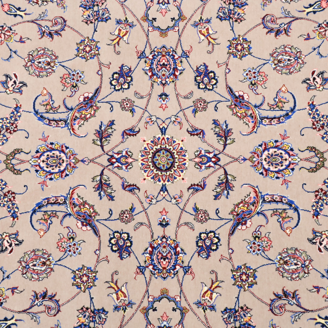 イラン製 ペルシャデザイン カーペット｜花唐草文様 ベージュ 機械織り 高密度（S-13275）