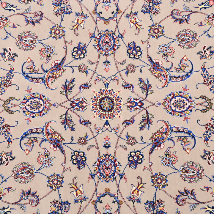 イラン製 ペルシャデザイン カーペット｜花唐草文様 ベージュ 機械織り 高密度（S-13275）