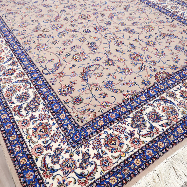 イラン製 ペルシャデザイン カーペット｜花唐草文様 ベージュ 機械織り 高密度（S-13275）