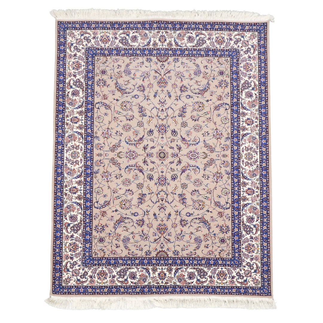 イラン製 ペルシャデザイン カーペット｜花唐草文様 ベージュ 機械織り 高密度（S-13275）