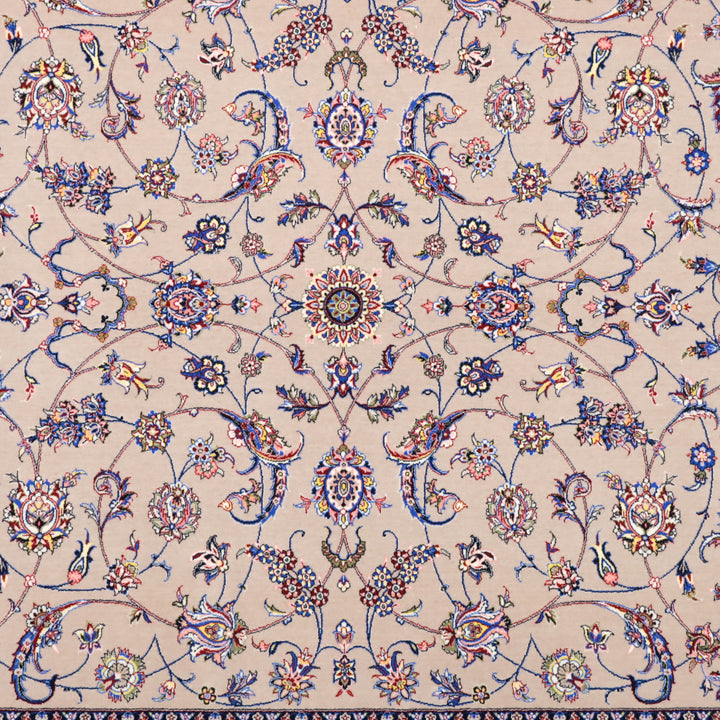 イラン製 ペルシャデザイン カーペット｜花唐草文様 ベージュ 機械織り 高密度（S-13275）