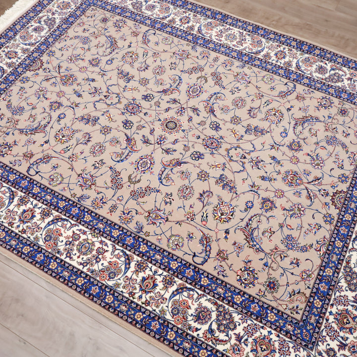 イラン製 ペルシャデザイン カーペット｜花唐草文様 ベージュ 機械織り 高密度（S-13275）