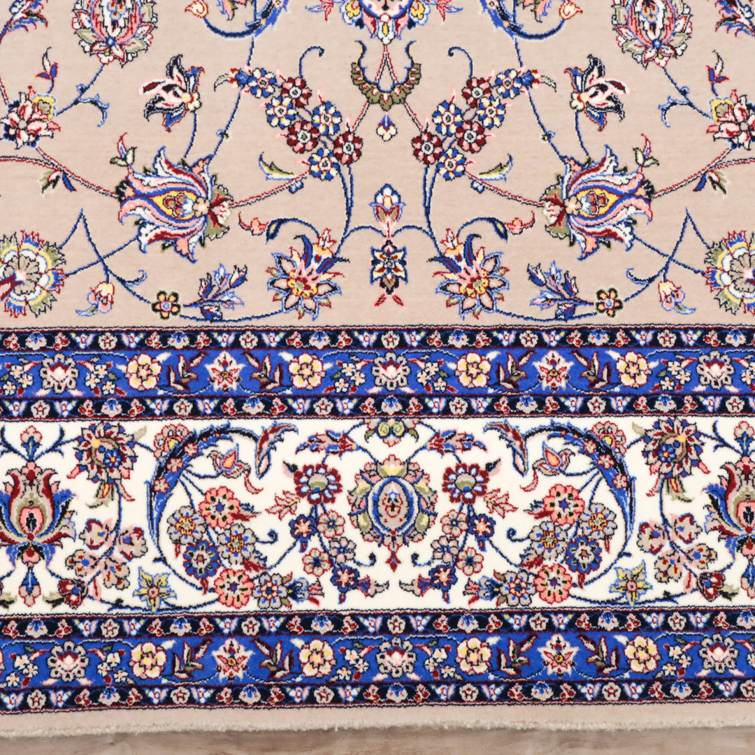 イラン製 ペルシャデザイン カーペット｜花唐草文様 ベージュ 機械織り 高密度（S-13275）