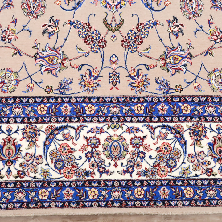 イラン製 ペルシャデザイン カーペット｜花唐草文様 ベージュ 機械織り 高密度（S-13275）