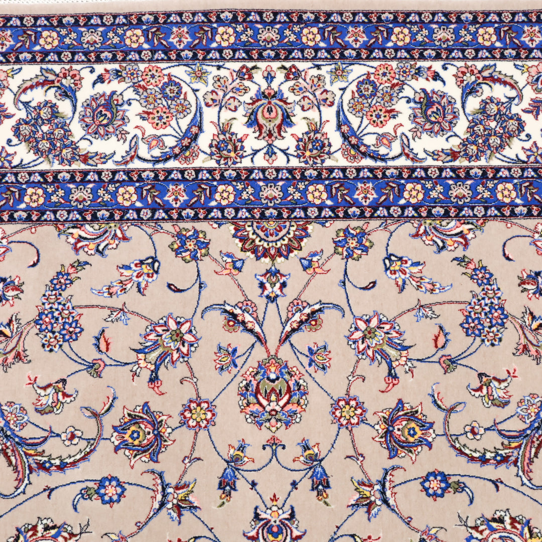 イラン製 ペルシャデザイン カーペット｜花唐草文様 ベージュ 機械織り 高密度（S-13275）