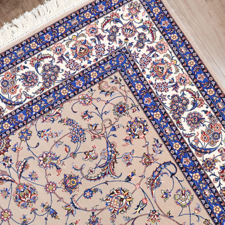 イラン製 ペルシャデザイン カーペット｜花唐草文様 ベージュ 機械織り 高密度（S-13275）