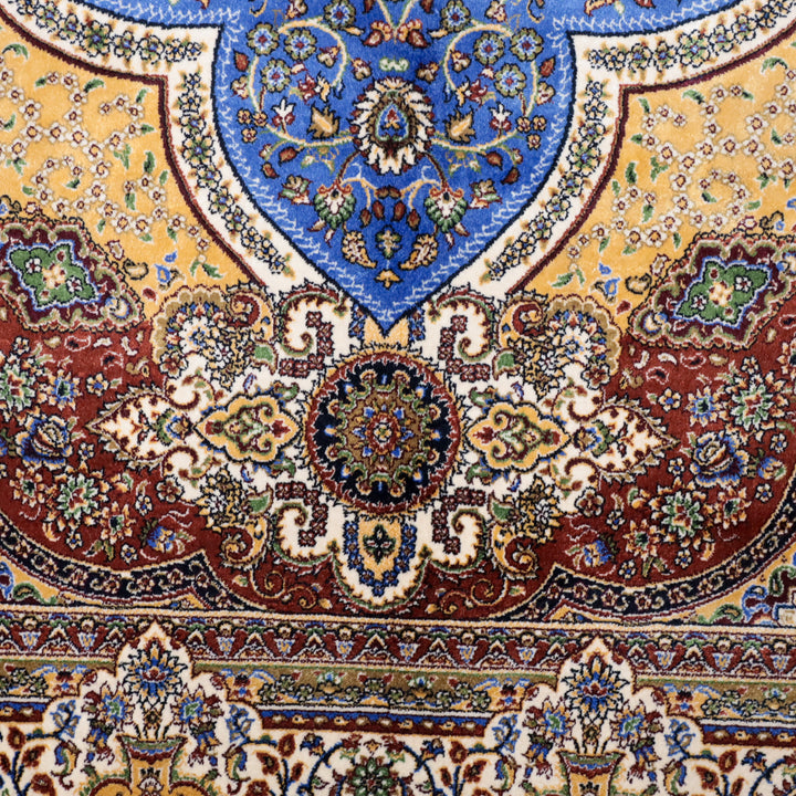 LUMINA モダールアートコレクション｜花メダリオン柄 ロイヤルブルー×ゴールド｜230×147cm（S-13310）