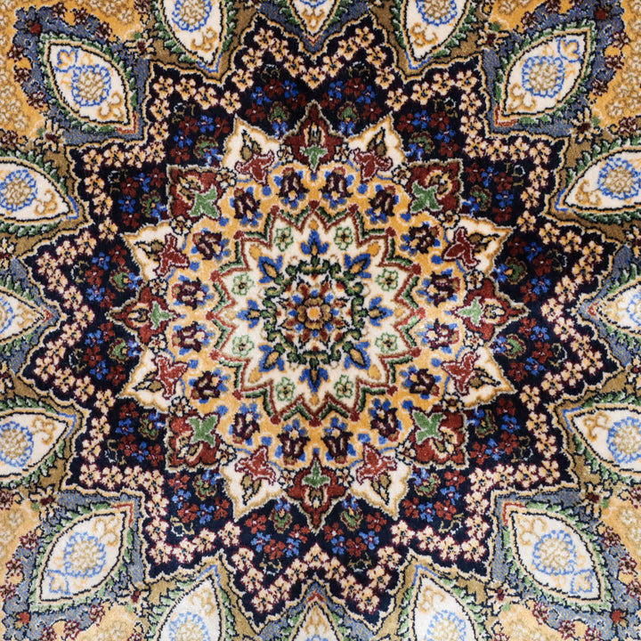 LUMINA モダールアートコレクション｜花メダリオン柄 ロイヤルブルー×ゴールド｜230×147cm（S-13310）