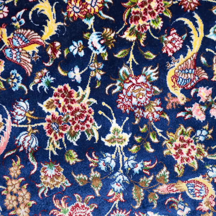 LUMINA モダールアートコレクション｜花鳥・花唐草柄 ネイビー×ピンク｜225×145cm（S-13314）