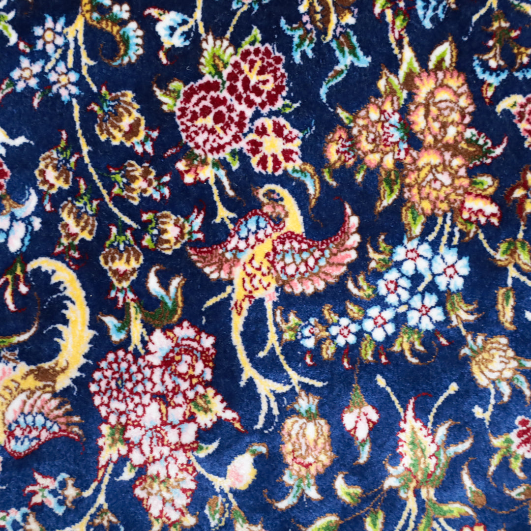 LUMINA モダールアートコレクション｜花鳥・花唐草柄 ネイビー×ピンク｜225×145cm（S-13314）