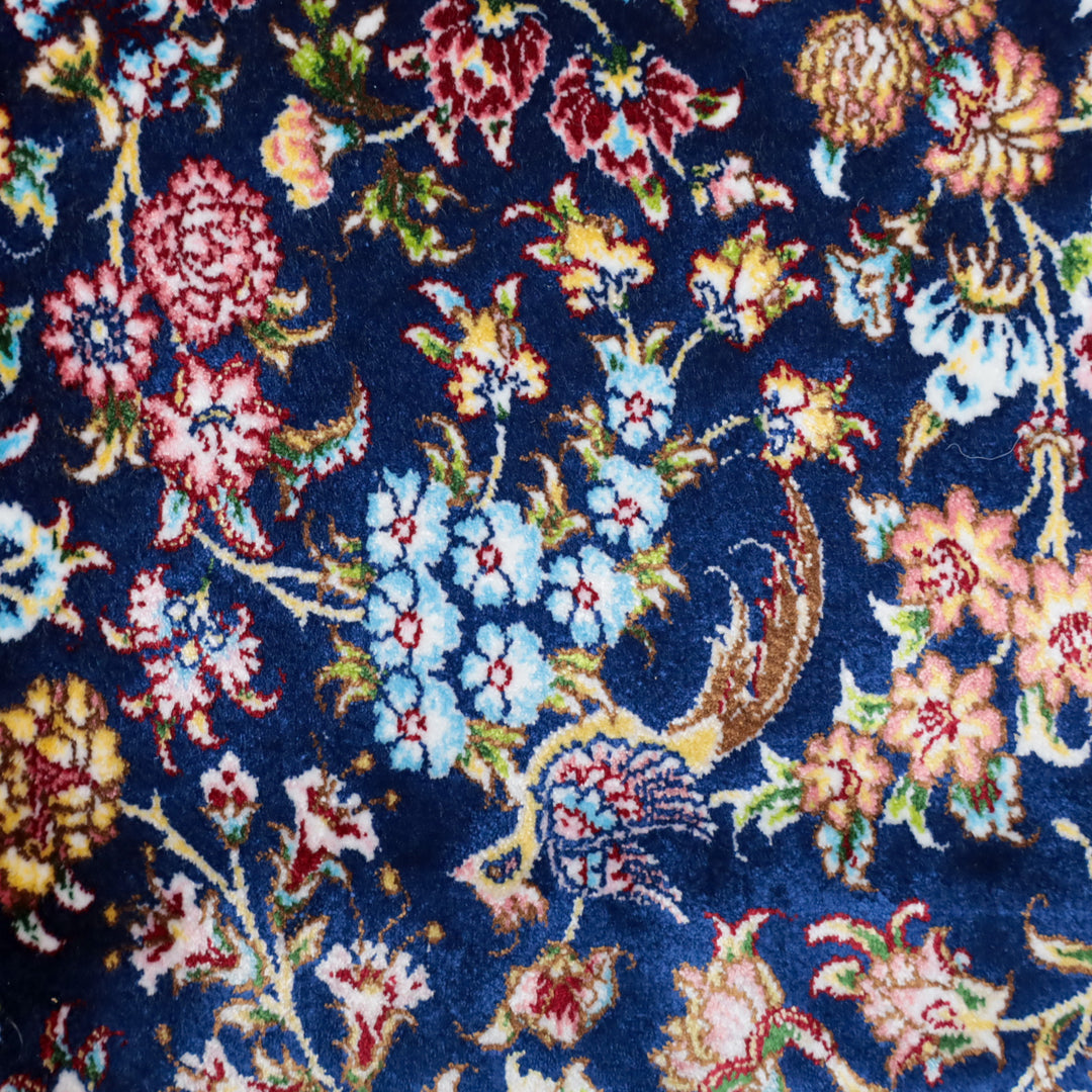 LUMINA モダールアートコレクション｜花鳥・花唐草柄 ネイビー×ピンク｜225×145cm（S-13314）