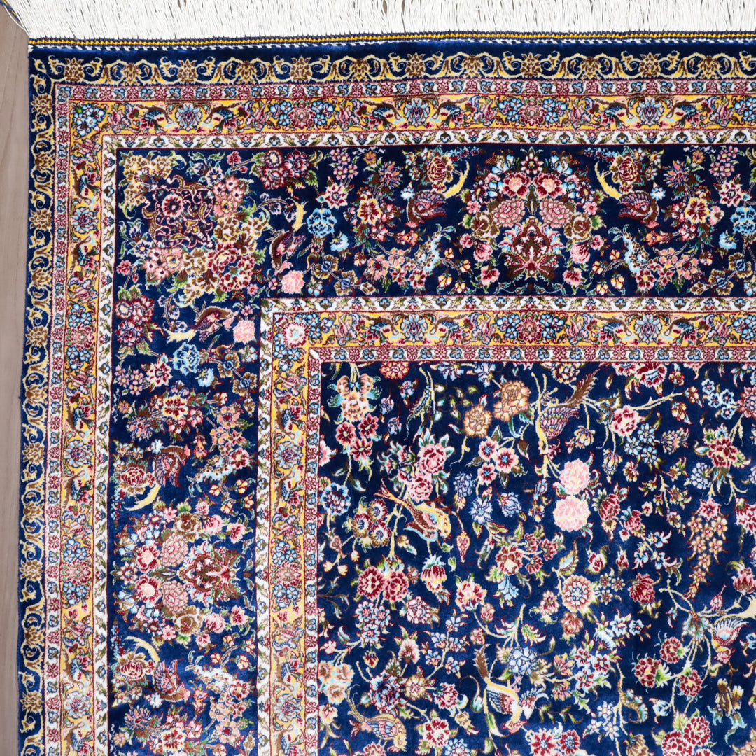 LUMINA モダールアートコレクション｜花鳥・花唐草柄 ネイビー×ピンク｜225×145cm（S-13314）
