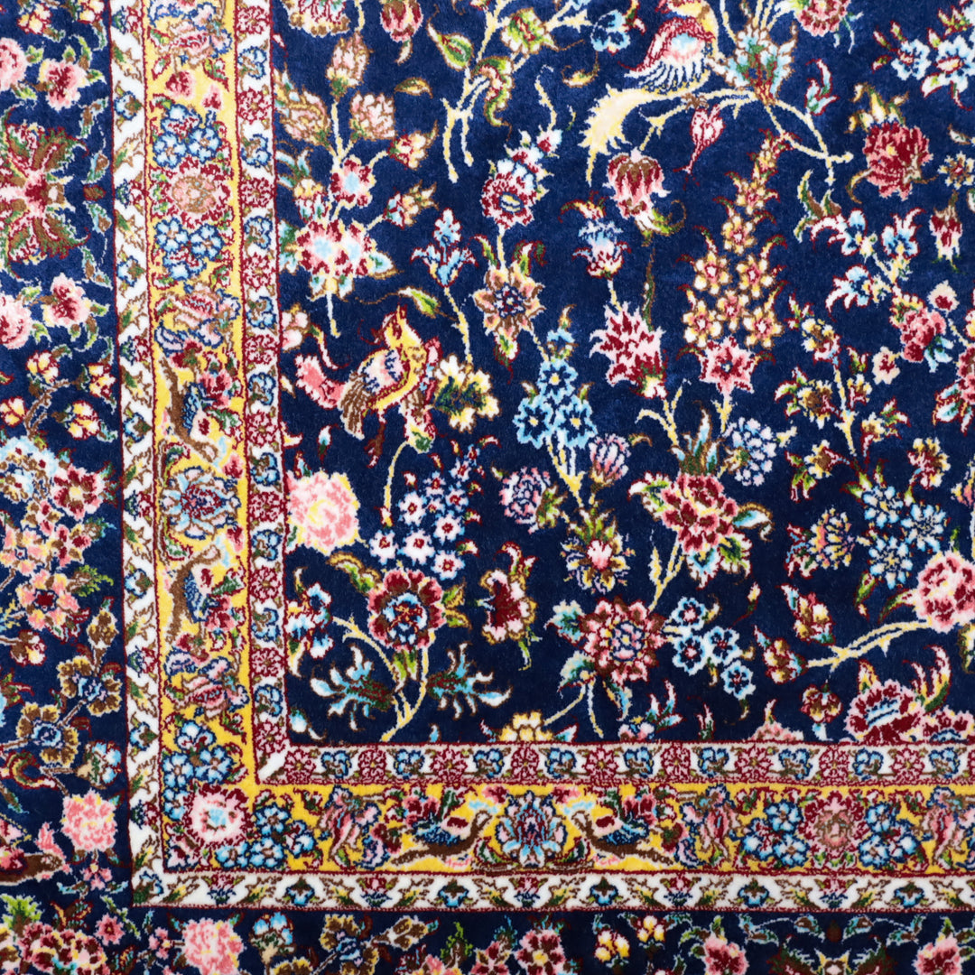 LUMINA モダールアートコレクション｜花鳥・花唐草柄 ネイビー×ピンク｜225×145cm（S-13314）