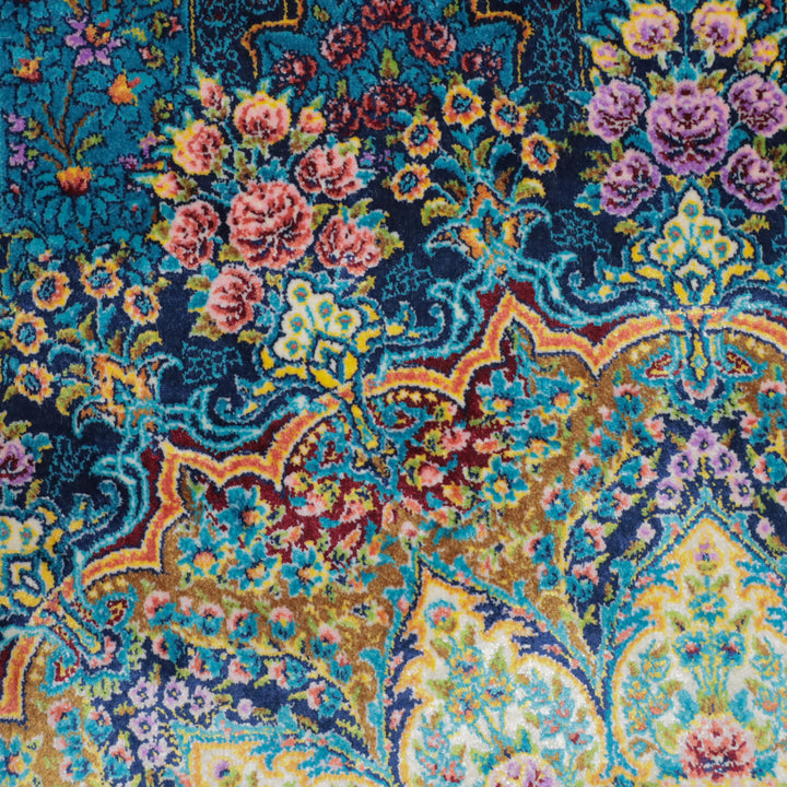 LUMINA モダールアートコレクション｜アーチ・花メダリオン柄 ターコイズ×ピンク｜230×150cm（S-13317）