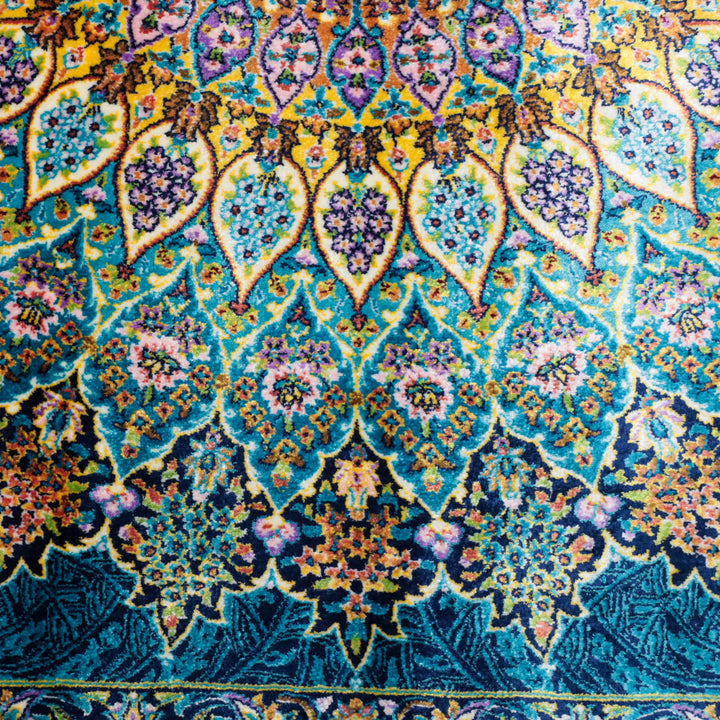 LUMINA モダールアートコレクション｜ゴンバド・羽根文様 ターコイズ×パープル｜230×148cm（S-13319）