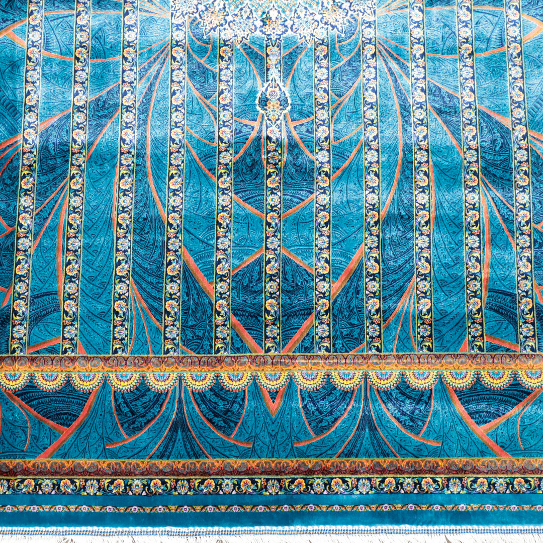 LUMINA モダールアートコレクション｜ゴンバド・羽根文様 ターコイズ×パープル｜230×148cm（S-13319）