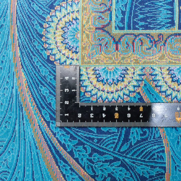 LUMINA モダールアートコレクション｜ゴンバド・羽根文様 ターコイズ×パープル｜230×148cm（S-13319）