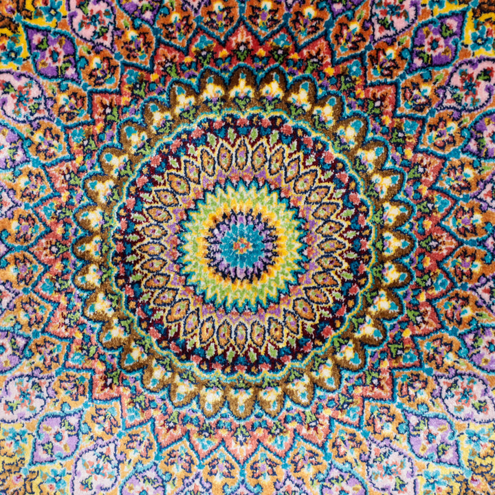 LUMINA モダールアートコレクション｜ゴンバド・羽根文様 ターコイズ×パープル｜230×148cm（S-13319）