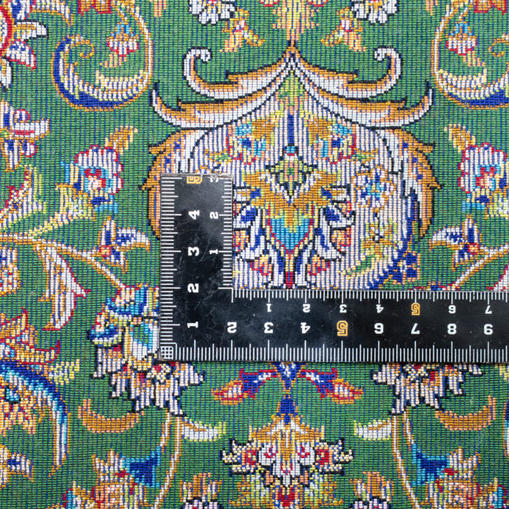 LUMINA モダールアートコレクション｜花形メダリオン柄 グリーン×アイボリー｜89×59cm（S-13348）