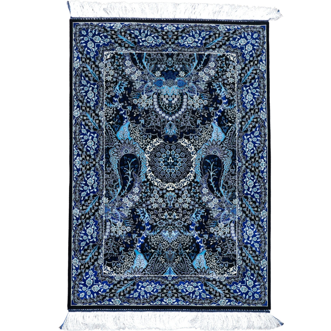 LUMINA モダールアートコレクション｜ボテ柄 ネイビー×ブルー｜120×80cm（S-13388）
