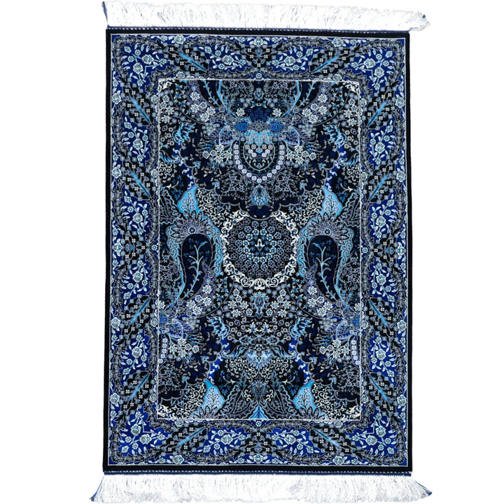 LUMINA モダールアートコレクション｜ボテ柄 ネイビー×ブルー｜120×80cm（S-13388）