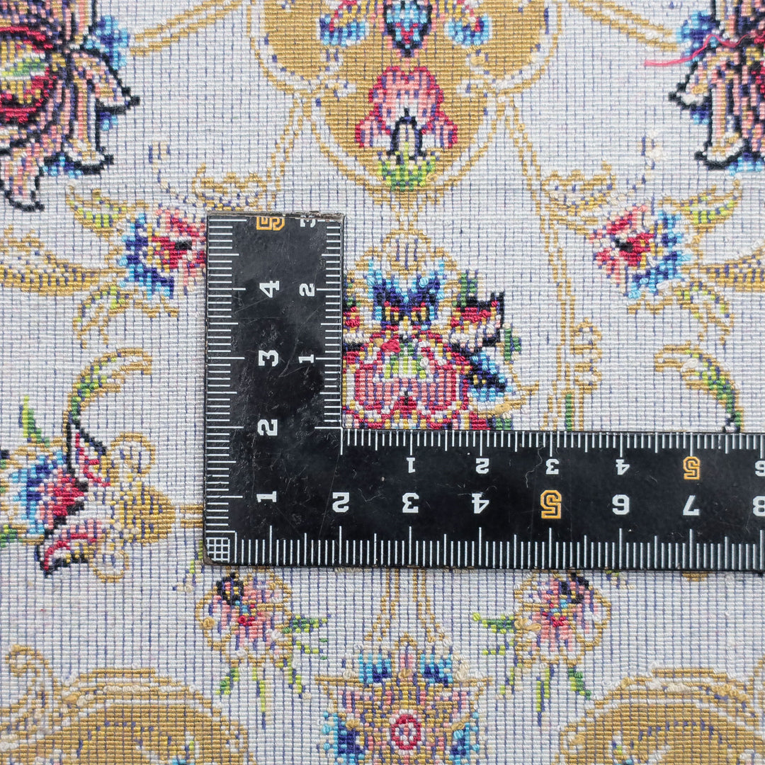 LUMINA モダールアートコレクション｜花メダリオン柄 アイボリー×金茶｜125×81cm（S-13394）