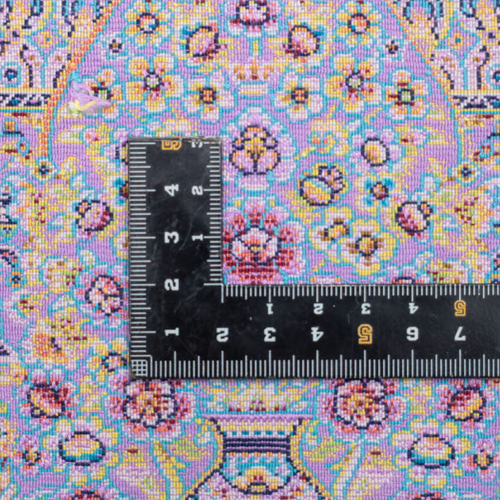 LUMINA モダールアートコレクション｜瓢箪型メダリオン柄 パープル×ターコイズ｜126×77cm（S-13399）