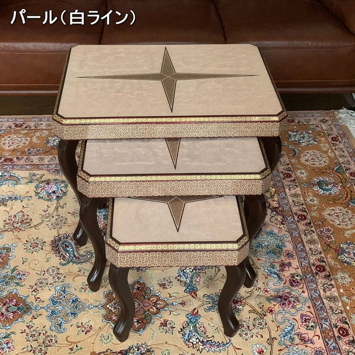 ペルシャ伝統工芸ハンドメイドのサイドテーブルセット