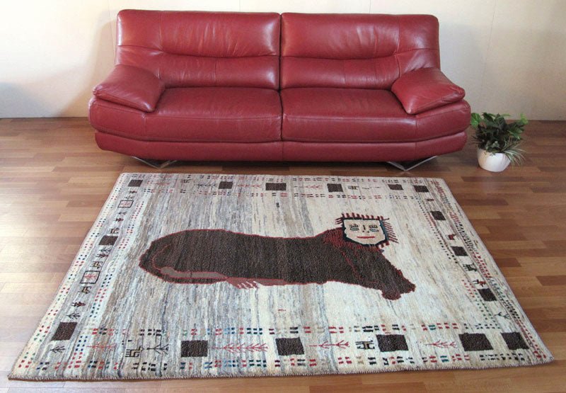 ギャッベ ライオン ペルシャ 60x90cm ゾランヴァリ 玄関 本物