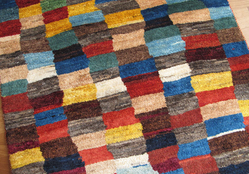 ギャッベ,ラグ,123×80cm,アマレ,ゾランヴァリ,手織り,カラフル,パッチ