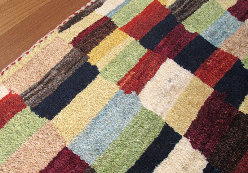 ギャッベ,ラグ,123×80cm,アマレ,ゾランヴァリ,手織り,カラフル,パッチ