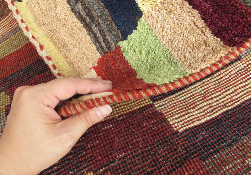 ギャッベ,ラグ,123×80cm,アマレ,ゾランヴァリ,手織り,カラフル,パッチ