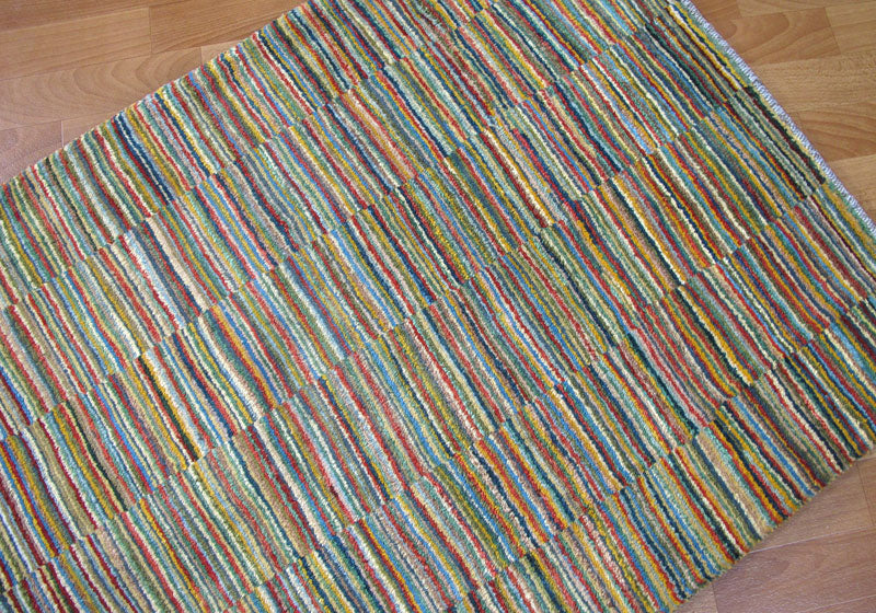 ギャッベ,ラグ,117×83cm,アマレ,ゾランヴァリ,手織り,ストライプ柄
