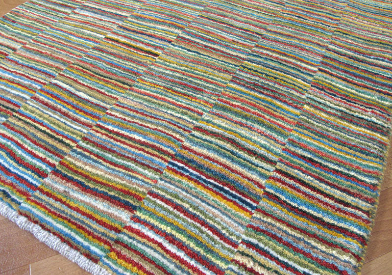 ギャッベ,ラグ,117×83cm,アマレ,ゾランヴァリ,手織り,ストライプ柄